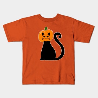 HALLOWEEN CAT- Pumpkin Head Kids T-Shirt